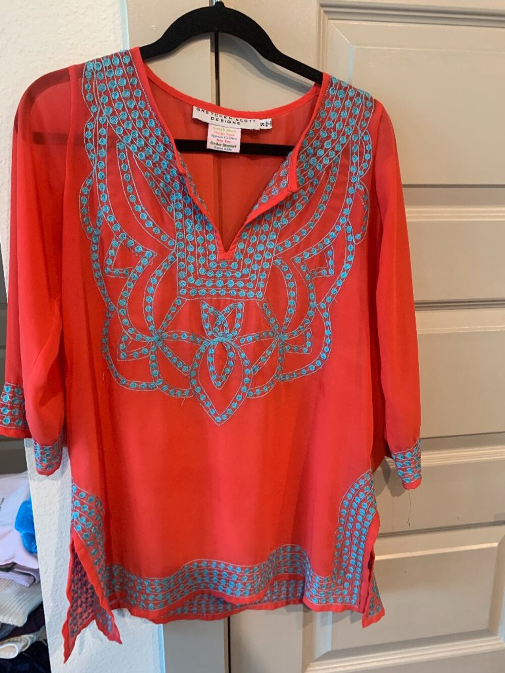 Gretchen Scott Designs Tunic Coral Turquoise Cover Up